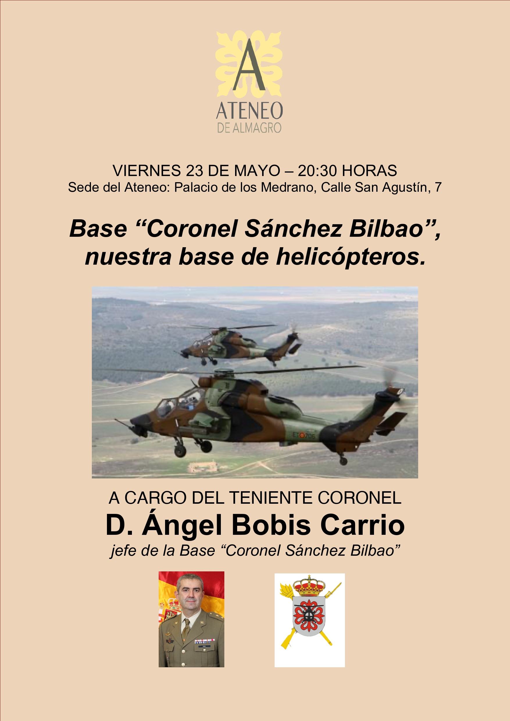 Conferencia a cargo del Teniente Coronel D. Ángel Bobis Carrio jefe de la Base “Coronel Sánchez Bilbao” @ Ateneo de Almagro