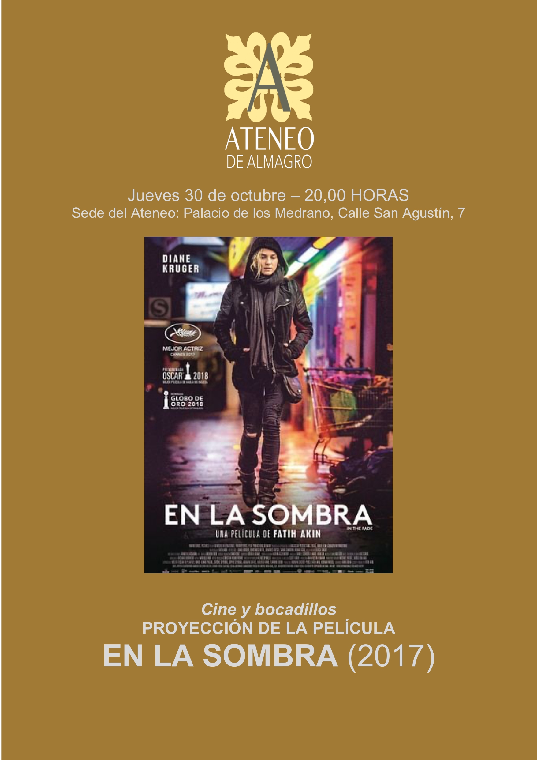 Cine y bocadillos: En la sombra @ Ateneo de Almagro