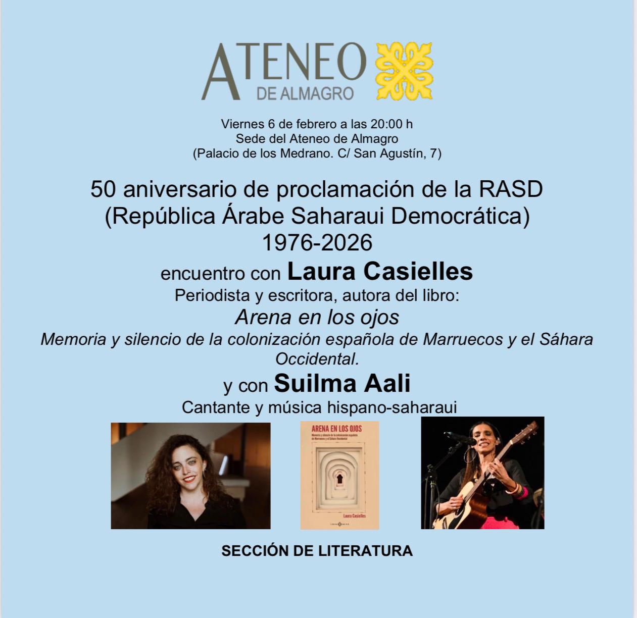 Presentación del libro "Arena en los ojos"de Laura Casielles @ Ateneo de Almagro