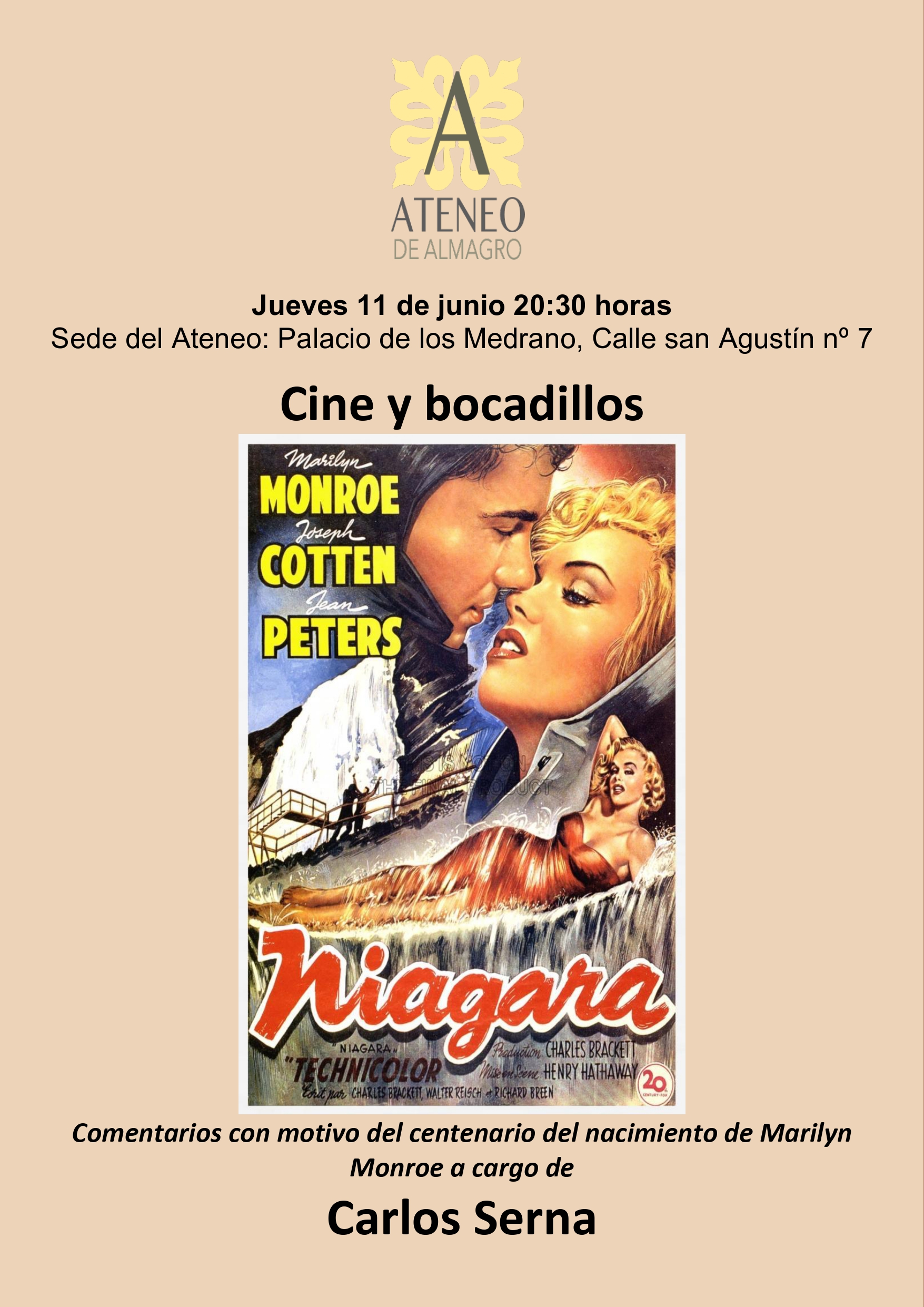 Homenaje a Marilyn Monroe - Niágara - Cine y bocadillos @ Ateneo de Almagro