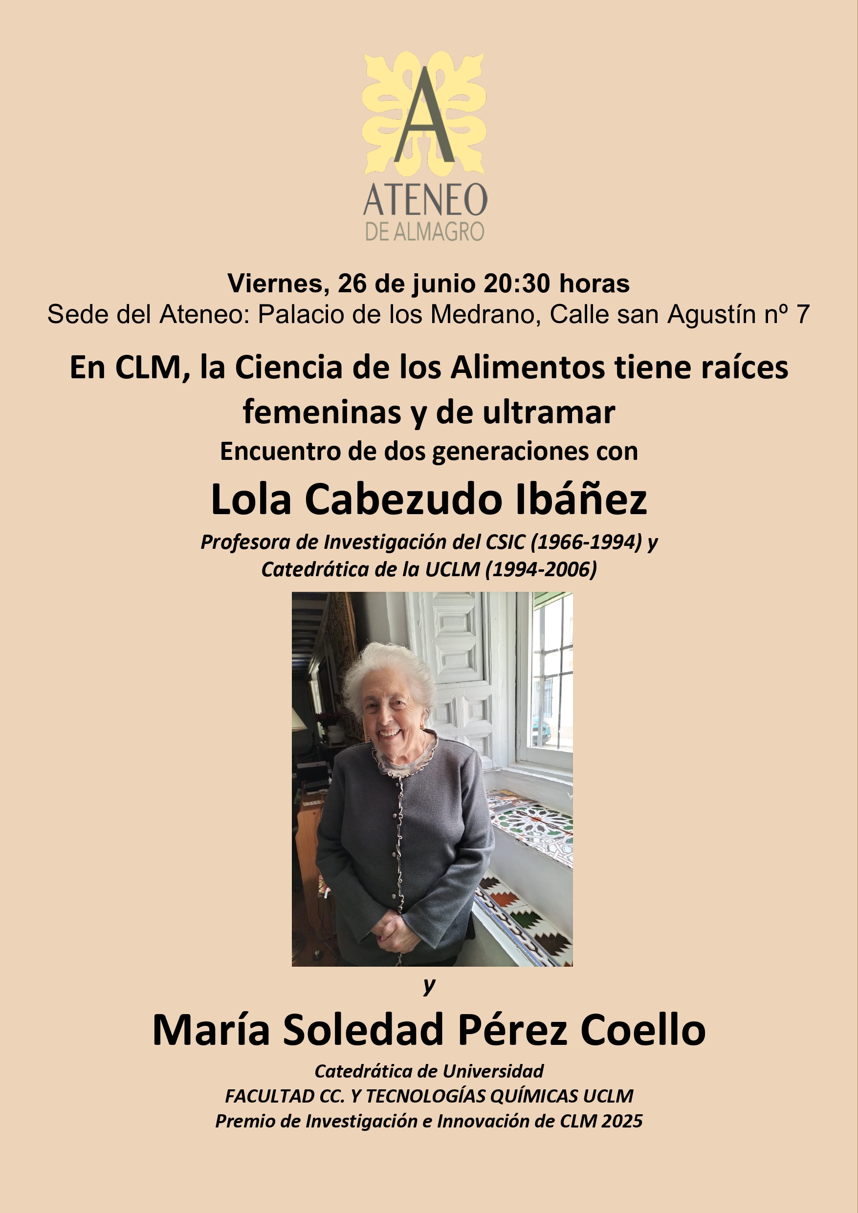 Encuentro de dos generaciones con Lola Cabezudo y María Soledad Pérez Coello @ Ateneo de Almagro
