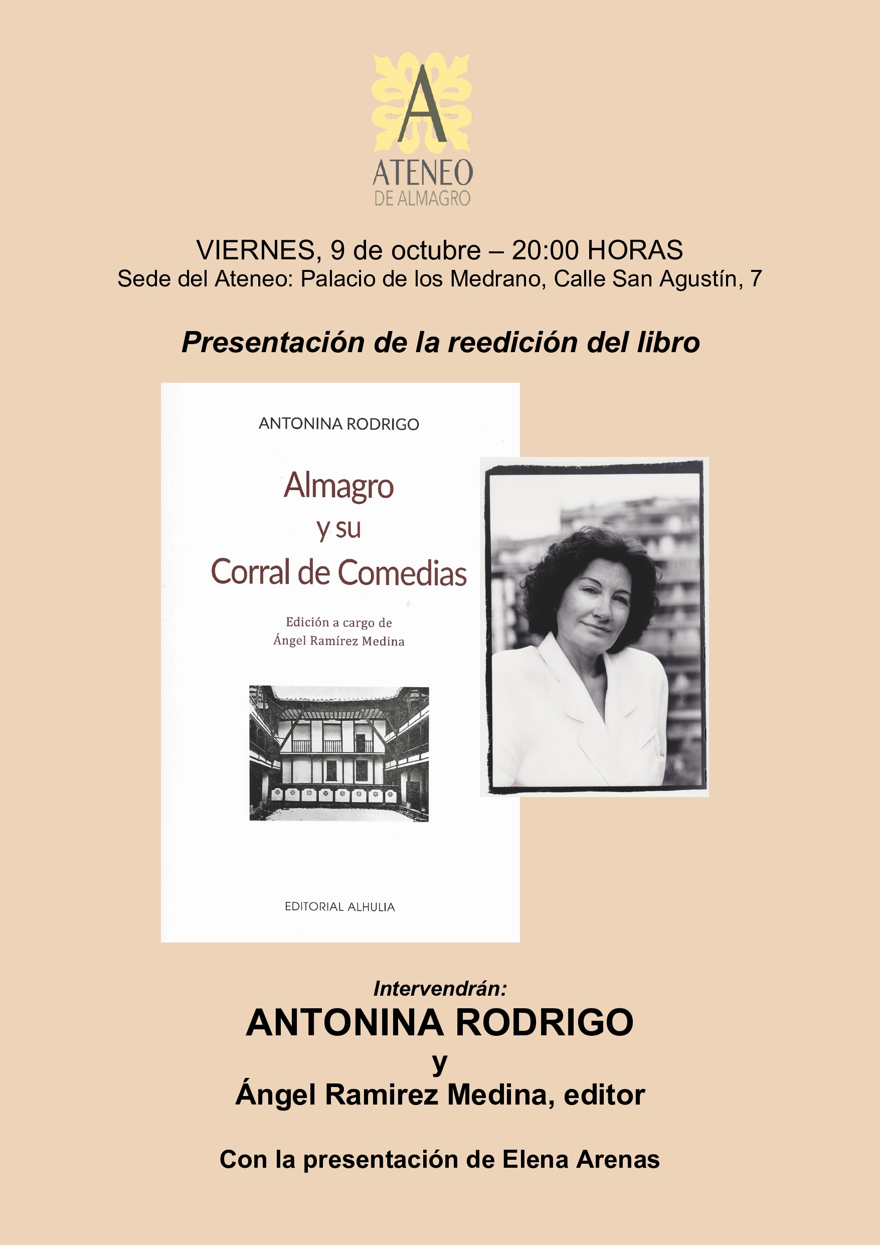 Antonina Rodrigo presenta en el Ateneo de Almagro la reedición de su estudio sobre el Corral de Comedias @ Ateneo de Almagro